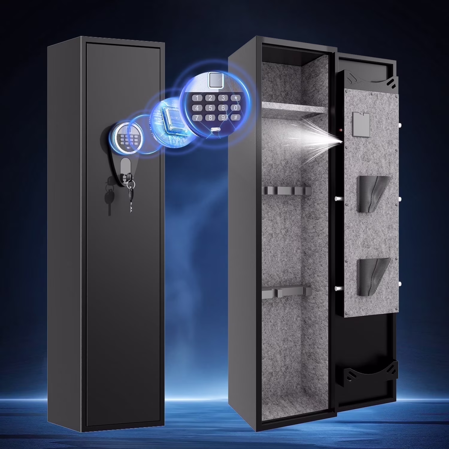 CXUZCZ 52" Large Fireproof Safe Box, Fingerprint Digital Home Safe with Dual Alarm System